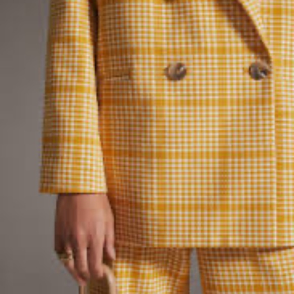 NWT Yellow Maeve Plaid Double Breasted Blazer - Picture 3 of 3